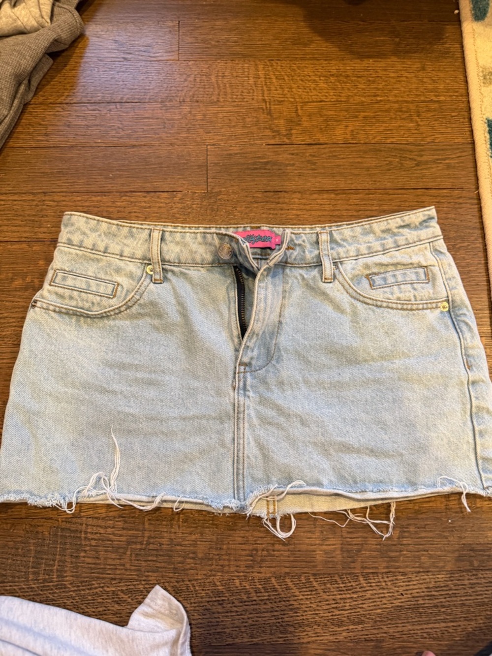 Edikted Light Wash Denim Mini Skirt - Light Blue
